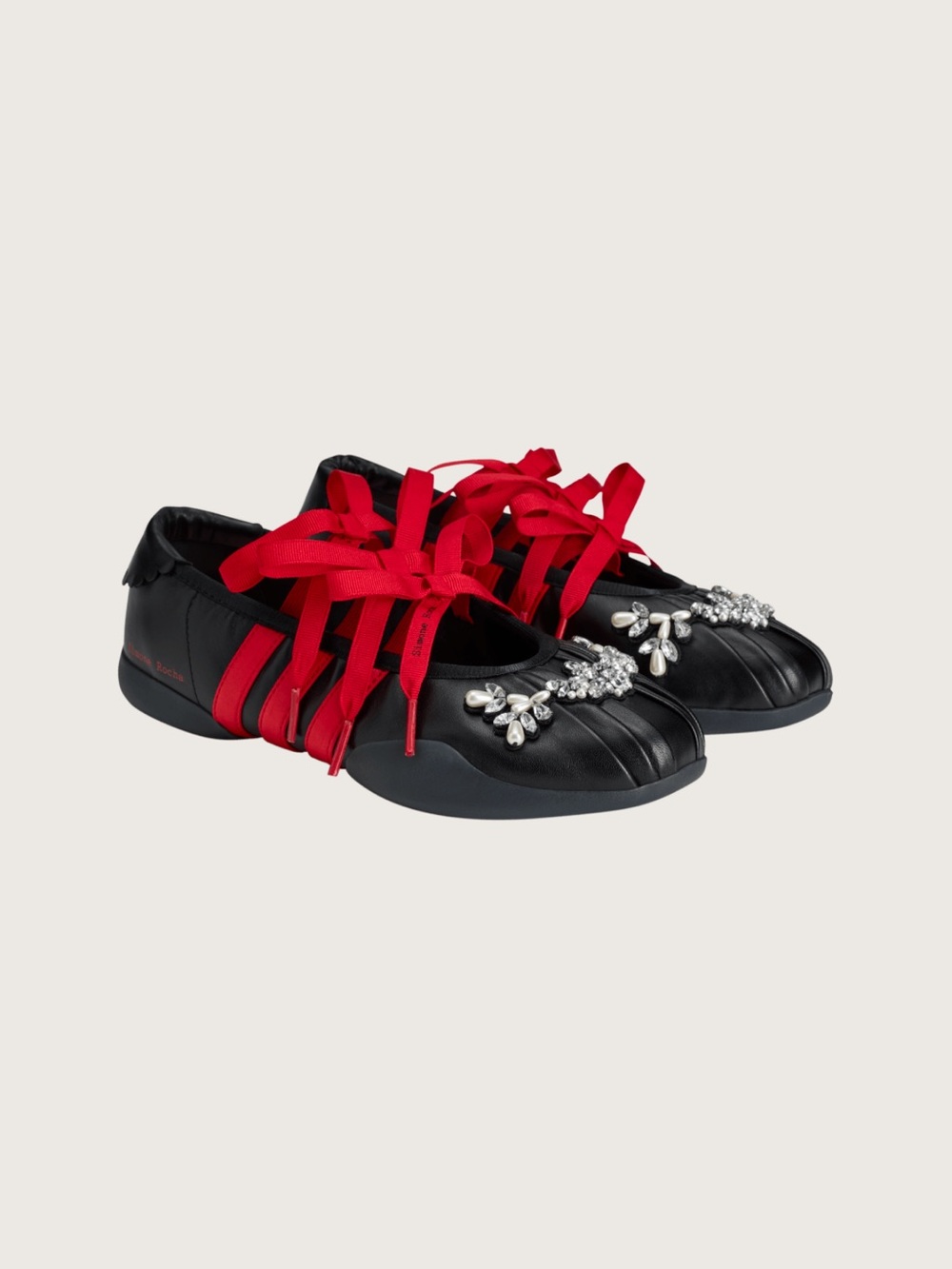 Adidas x Simone Rocha Ballet Sneakers with Red Ribbon Laces and Crystal Accents